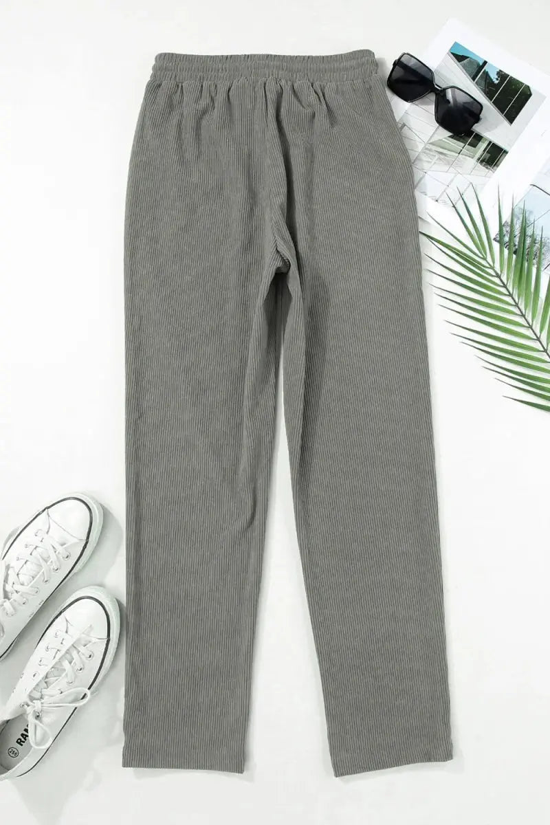 Comfortable Drawstring Straight Pants with Pockets - Love Salve